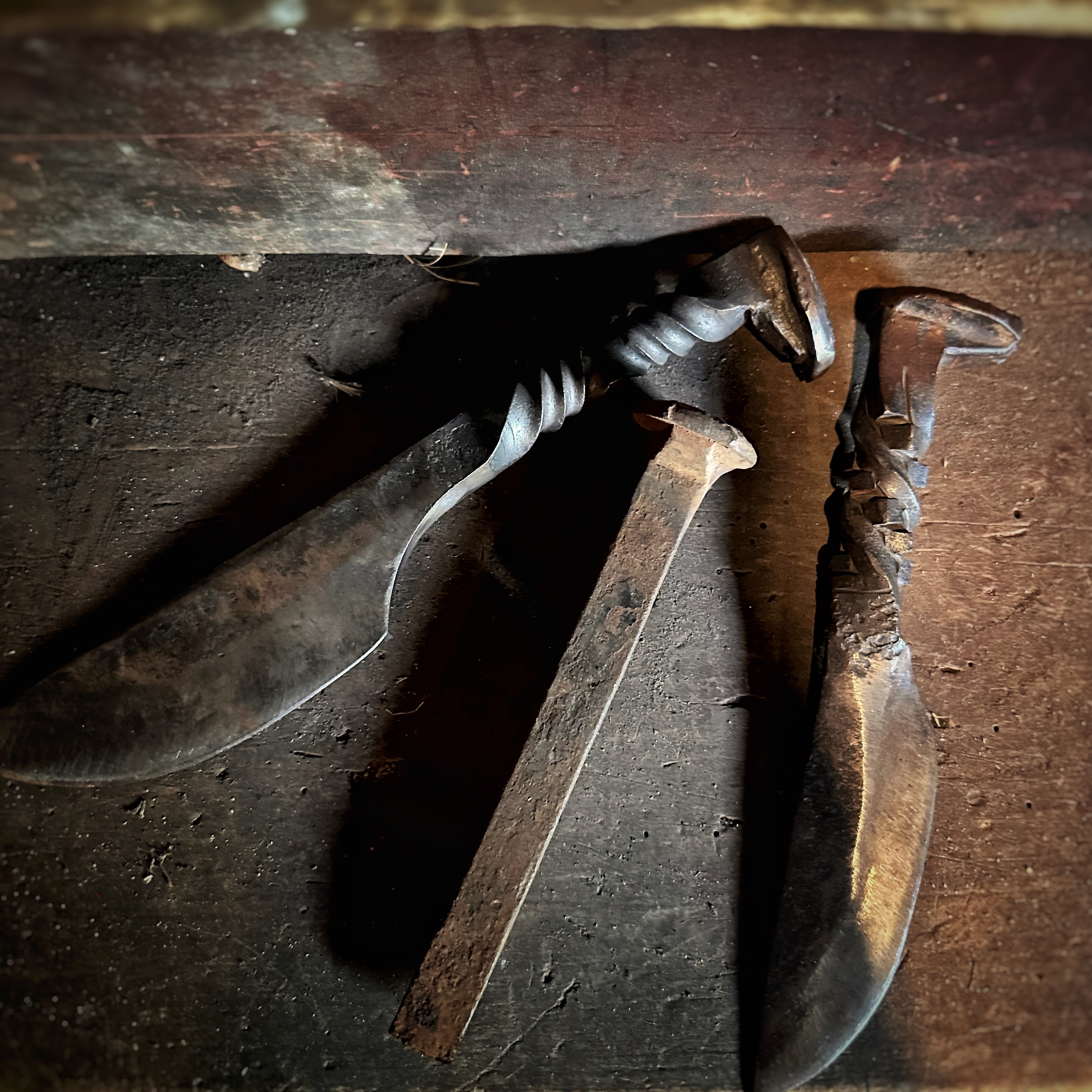 Hand-forged railroad knives