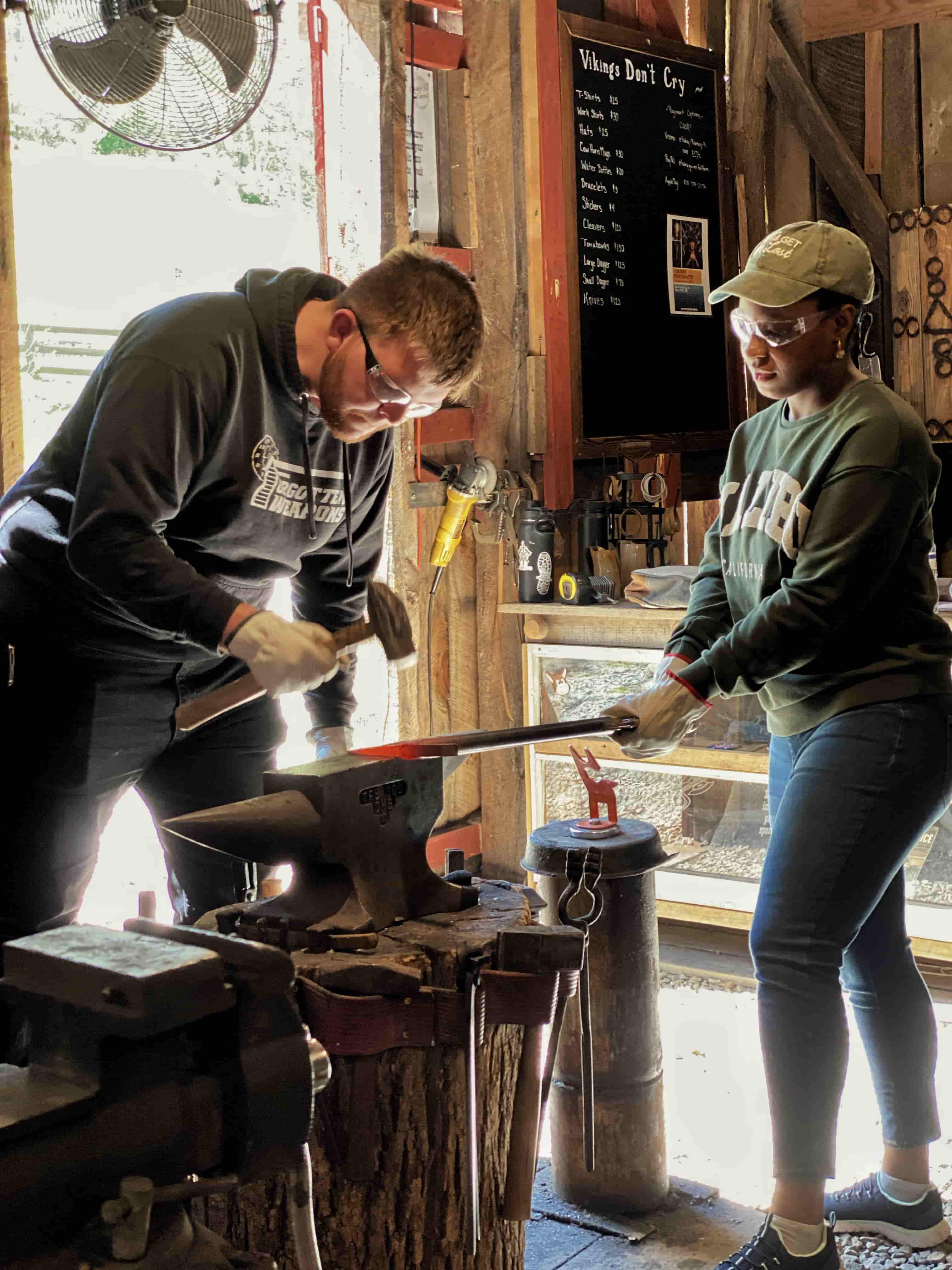 Forging steel at The Forge by Vikings Don't Cry near Asheville NC